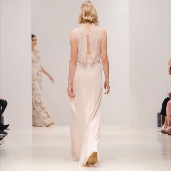 NWT Jenny Yoo Paltrow Gown Soft Blush Pink Luxe Ciffon Size 12 - Picture 2 of 14